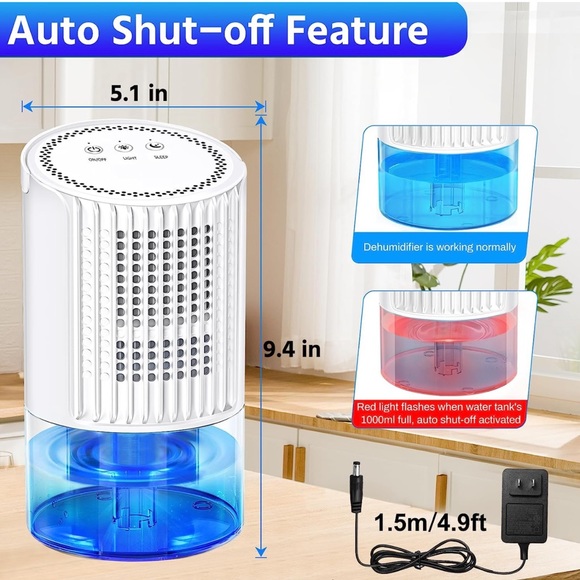 35oz Bathroom Dehumidifier Portable Small Dehumidifier with Auto Defrost - Picture 7 of 11